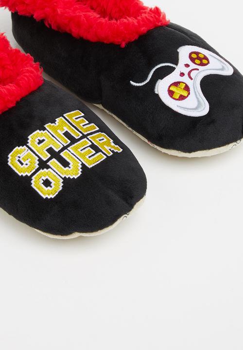 snoozies!® - Boys game over slippers - black
