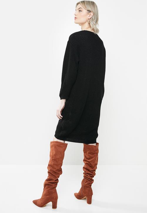 Glamorous - Knitted midi  jumperdress - black