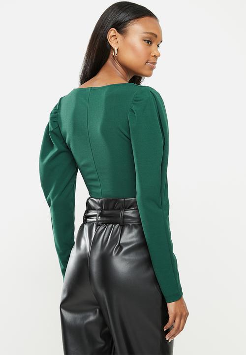 MILLA - Crepe knit square neck top - green 