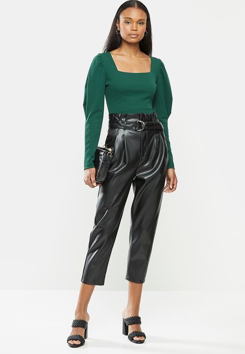 MILLA - Crepe knit square neck top - green 