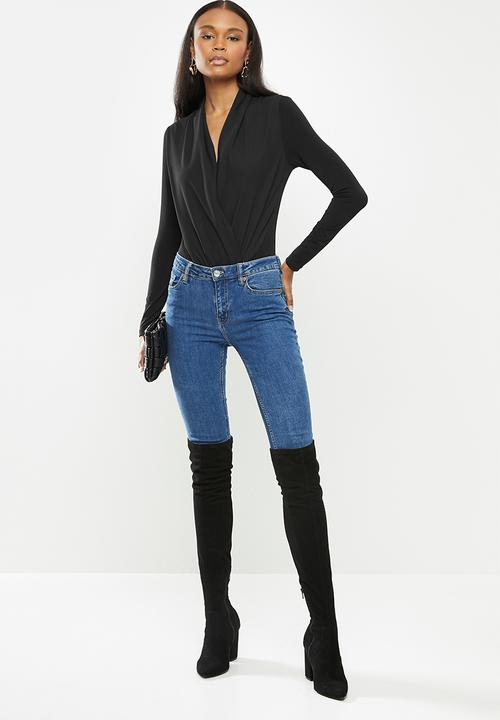 MILLA - Combo wrap bodysuit - black