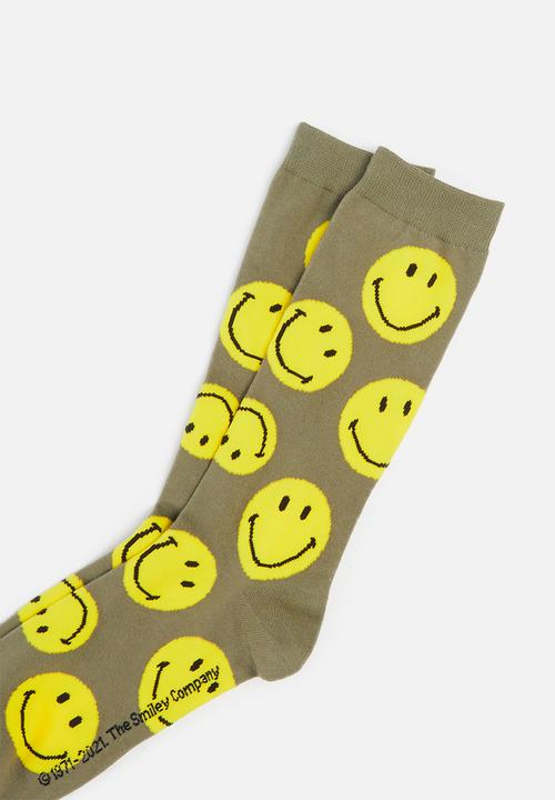 Typo - Mens novelty socks - khaki & yellow 