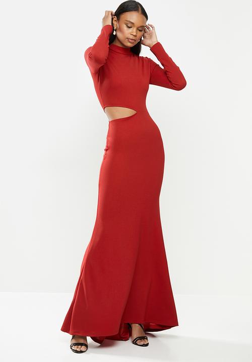 MILLA - Slim turtleneck maxi with cutout - red