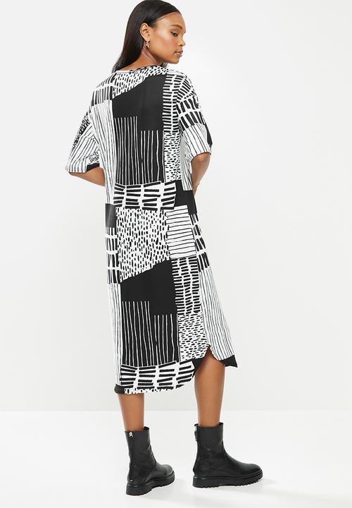 Me&B - Black and white patched dress - black & white 