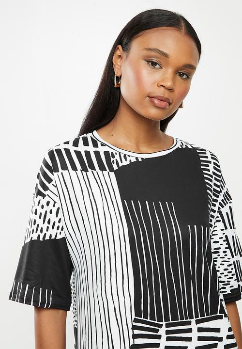Me&B - Black and white patched dress - black & white 