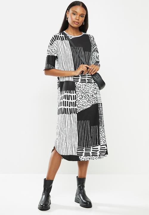 Me&B - Black and white patched dress - black & white 