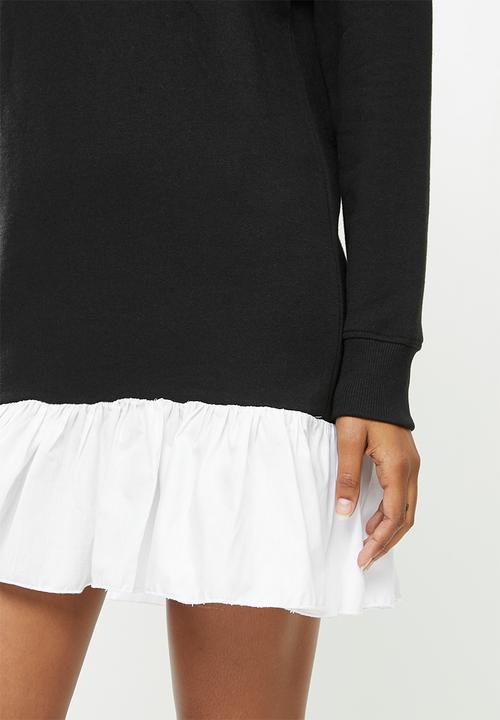 black sweater dress with poplin frill The Sweater Dress in Plush Cotton main image 0