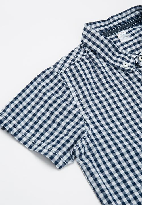 MINOTI - Boys checked shirt - blue & white