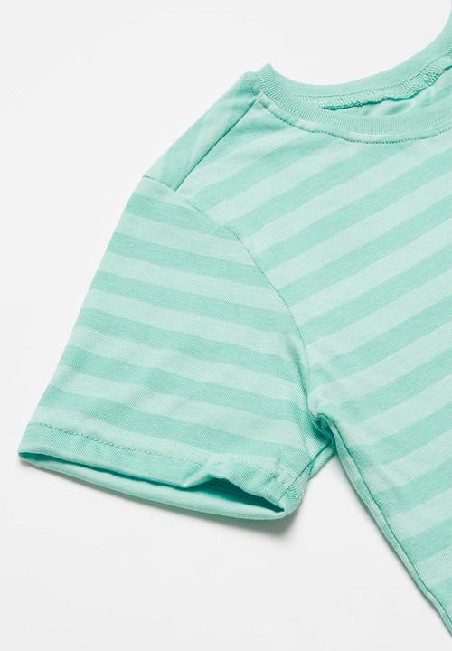 Pop Candy - Younger boys 2 pack stripe tees - aqua