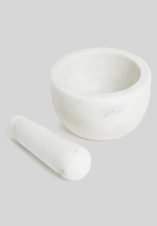 Sixth Floor - Marble pestle and mortar - white