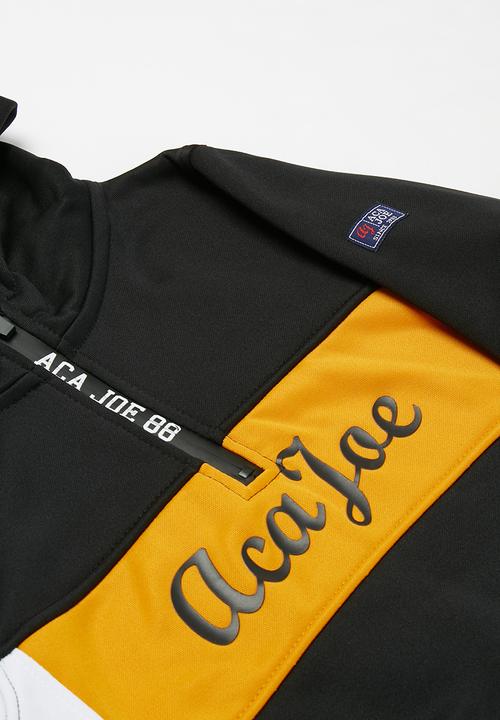 Aca Joe - Big boys colour block cagoule - black & yellow