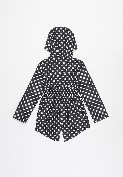 Ruby Tuesday - All over print detachable hood mac coat - black & white