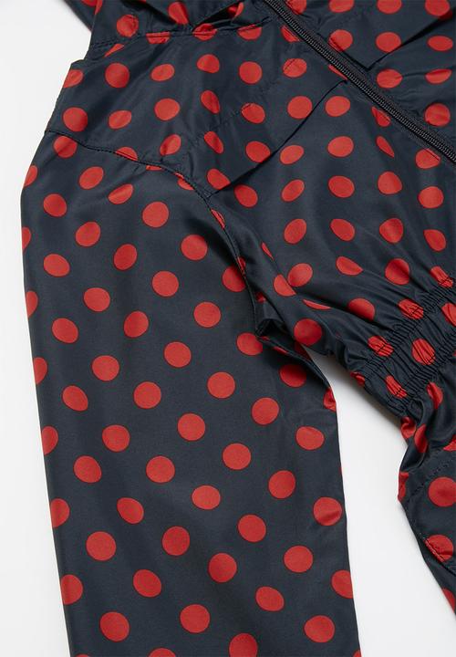 Ruby Tuesday - All over print detachable hood mac coat - navy & red
