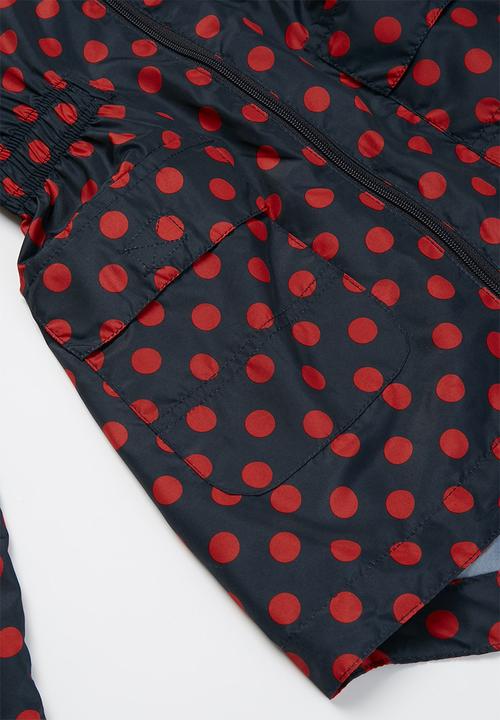 Ruby Tuesday - All over print detachable hood mac coat - navy & red