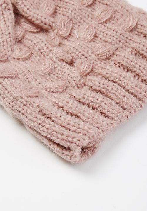 Baby Star - Single faux fur pom pom beanie - pink