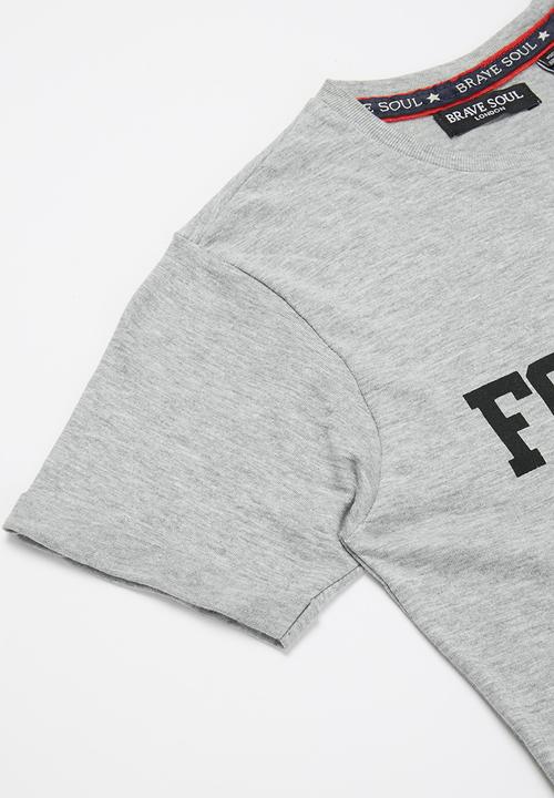 Brave Soul - Slogan short sleeve tee - grey 