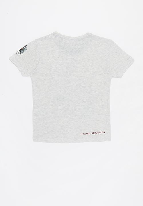 Brave Soul - Habu printed short sleeve tee - grey 