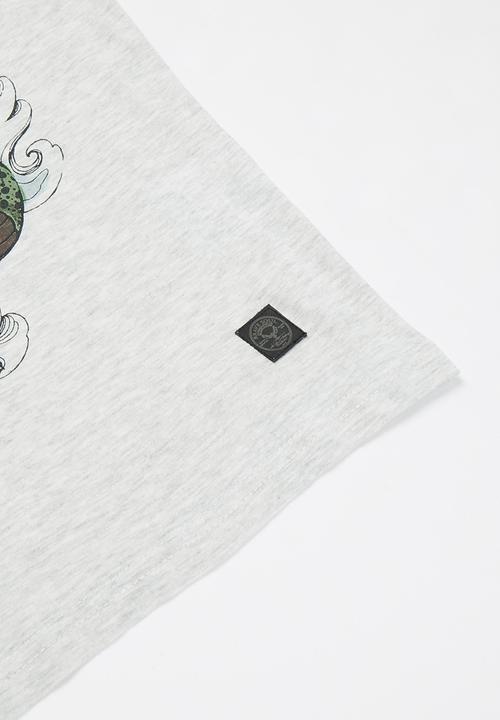 Brave Soul - Habu printed short sleeve tee - grey 