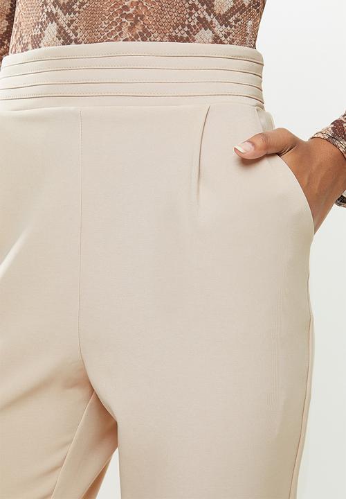 SISSY BOY - Toronto:high rise elasticated pants with wb detail - sand