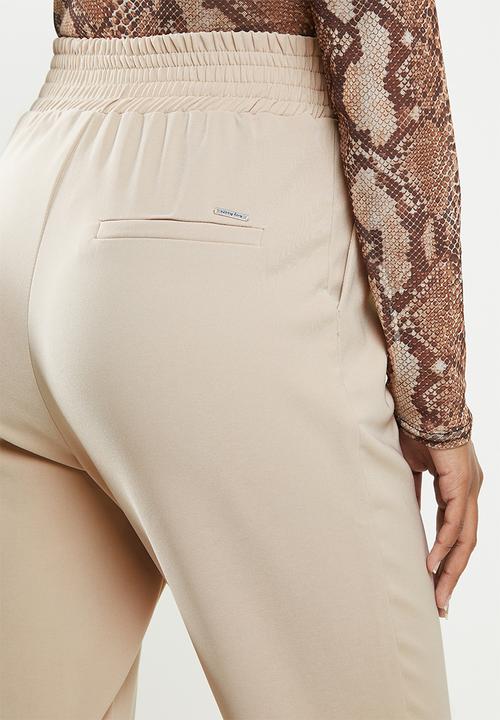 SISSY BOY - Toronto:high rise elasticated pants with wb detail - sand