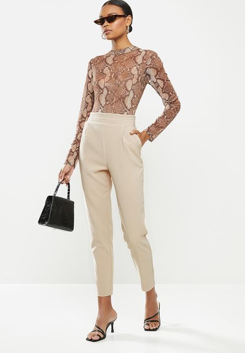 SISSY BOY - Toronto:high rise elasticated pants with wb detail - sand