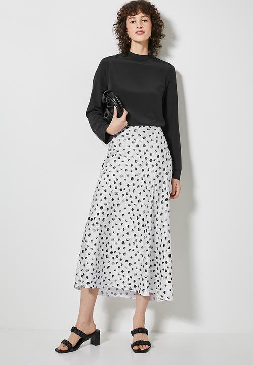 Superbalist - Long midi slip skirt - white & black 