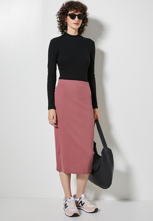 Superbalist - Rib bodycon skirt - new pink
