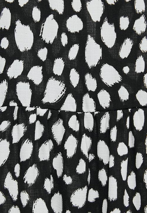 Superbalist - Turtleneck tiered dress - black & white 