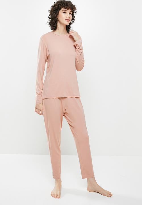 Superbalist - Sleep long sleeve top & drop crotch pants set - dusty pink