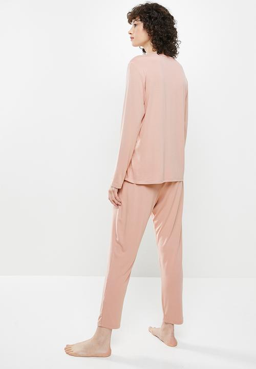 Superbalist - Sleep long sleeve top & drop crotch pants set - dusty pink