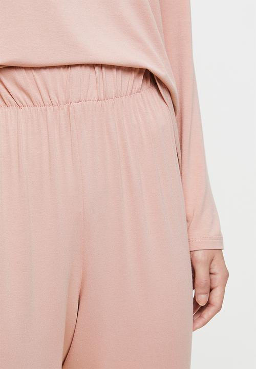 Superbalist - Sleep long sleeve top & drop crotch pants set - dusty pink