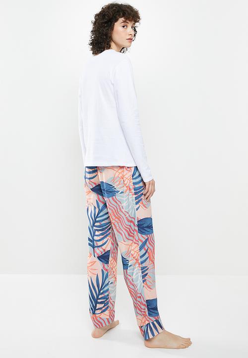 Superbalist - Sleep long sleeve fitted top & pants - multi 