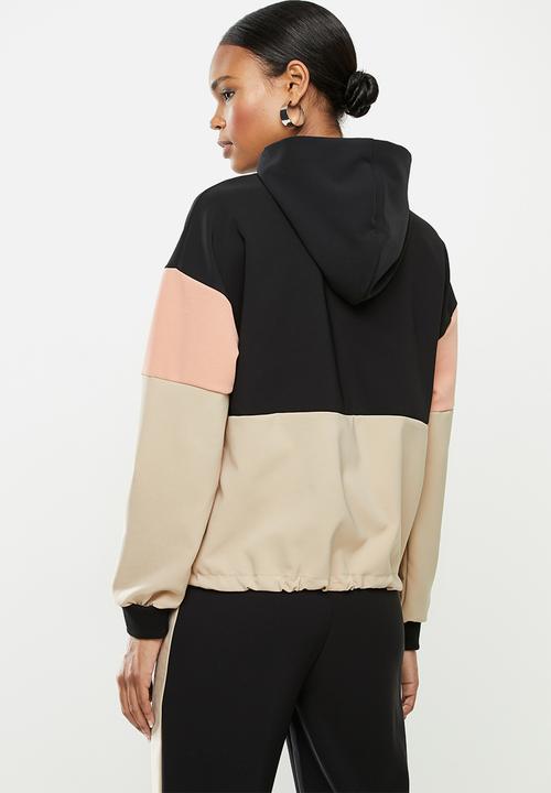 SISSY BOY - Army chic tracksuit top - black & neutral 