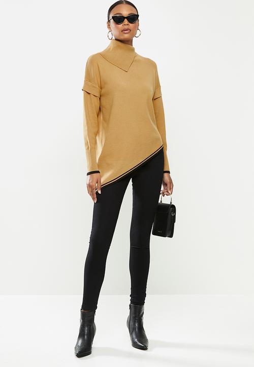 SISSY BOY - Nicole: asymmetrical detailed duo-tone knit - camel