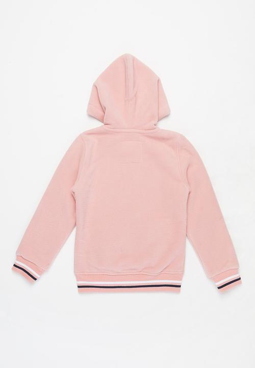 Aca Joe - Pre-girls bonded zip thru hoodie - pink