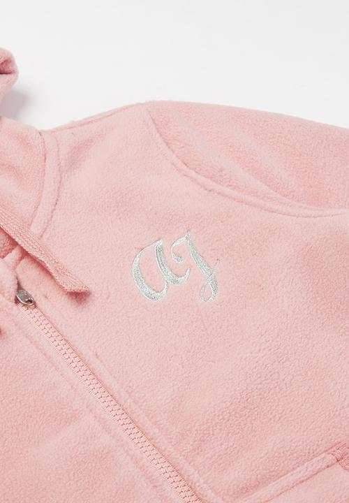 Aca Joe - Pre-girls bonded zip thru hoodie - pink