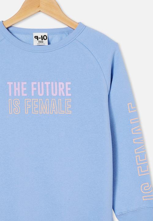 Cotton On - Mila crew - dusk blue/ future is female