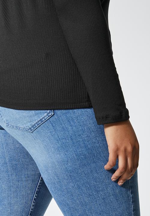 Superbalist - 2 Pack funnel neck rib tops - black & white