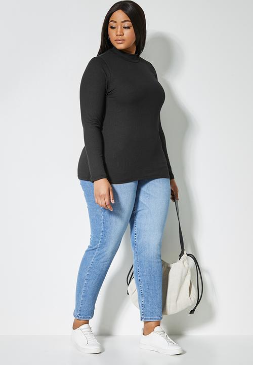 Superbalist - 2 Pack funnel neck rib tops - black & white