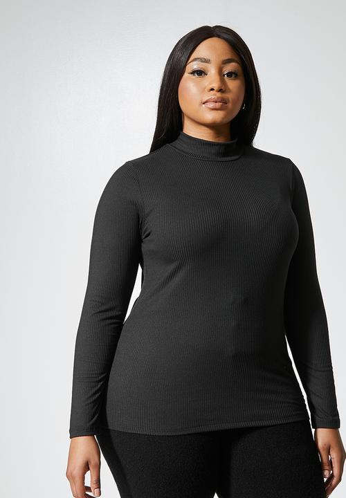 Superbalist - 2 Pack funnel neck rib tops - black & mocha