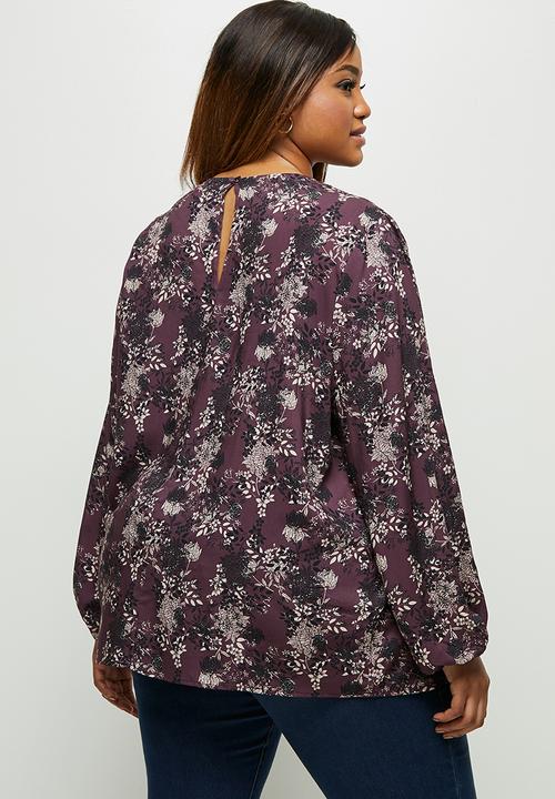 edit Plus - Bellow sleeve shell blouse - plum