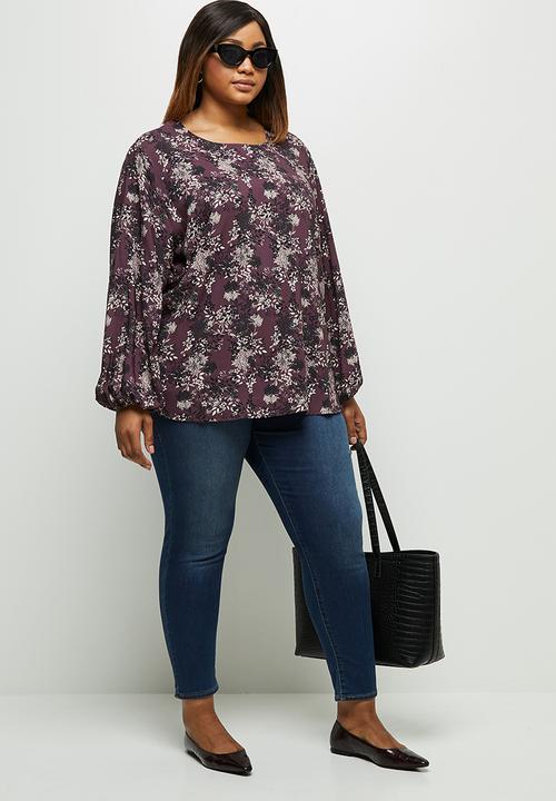 edit Plus - Bellow sleeve shell blouse - plum