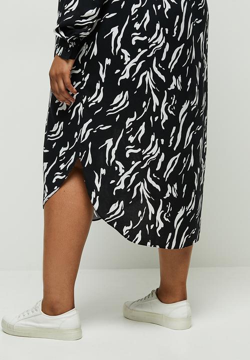 edit Plus - Basic midi shirt dress - black & white 