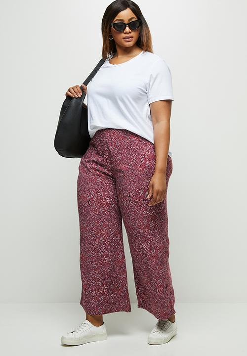 edit Plus - Wide leg culotte - plum