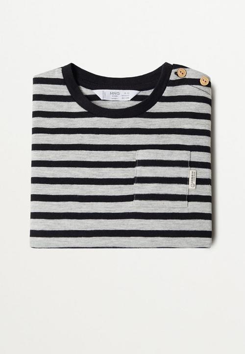 MANGO - Ivang long sleeve tee - grey & black