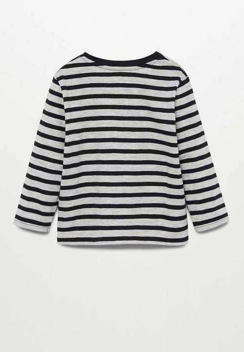 MANGO - Ivang long sleeve tee - grey & black