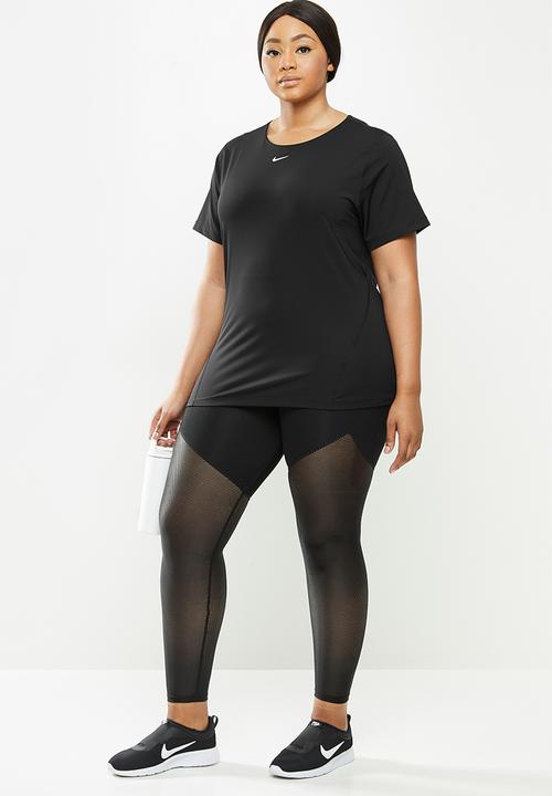 Nike - Plus Nike pro short sleeve all over mesh top - black