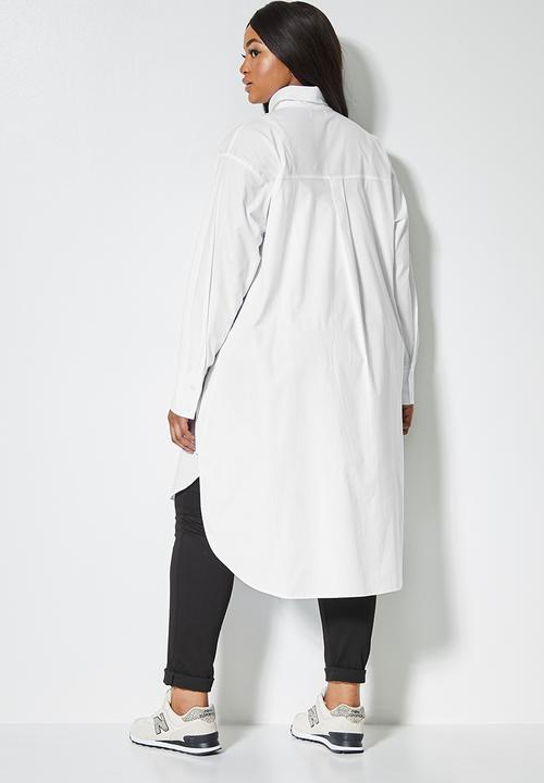 Superbalist - Cotton blend long length shirt - white