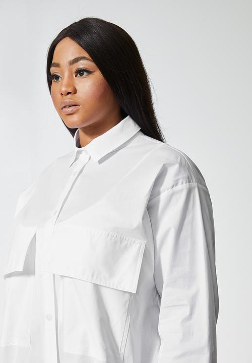 Superbalist - Cotton blend long length shirt - white