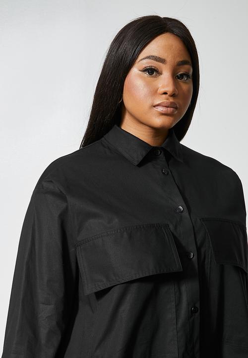 Superbalist - Cotton blend long length shirt - black